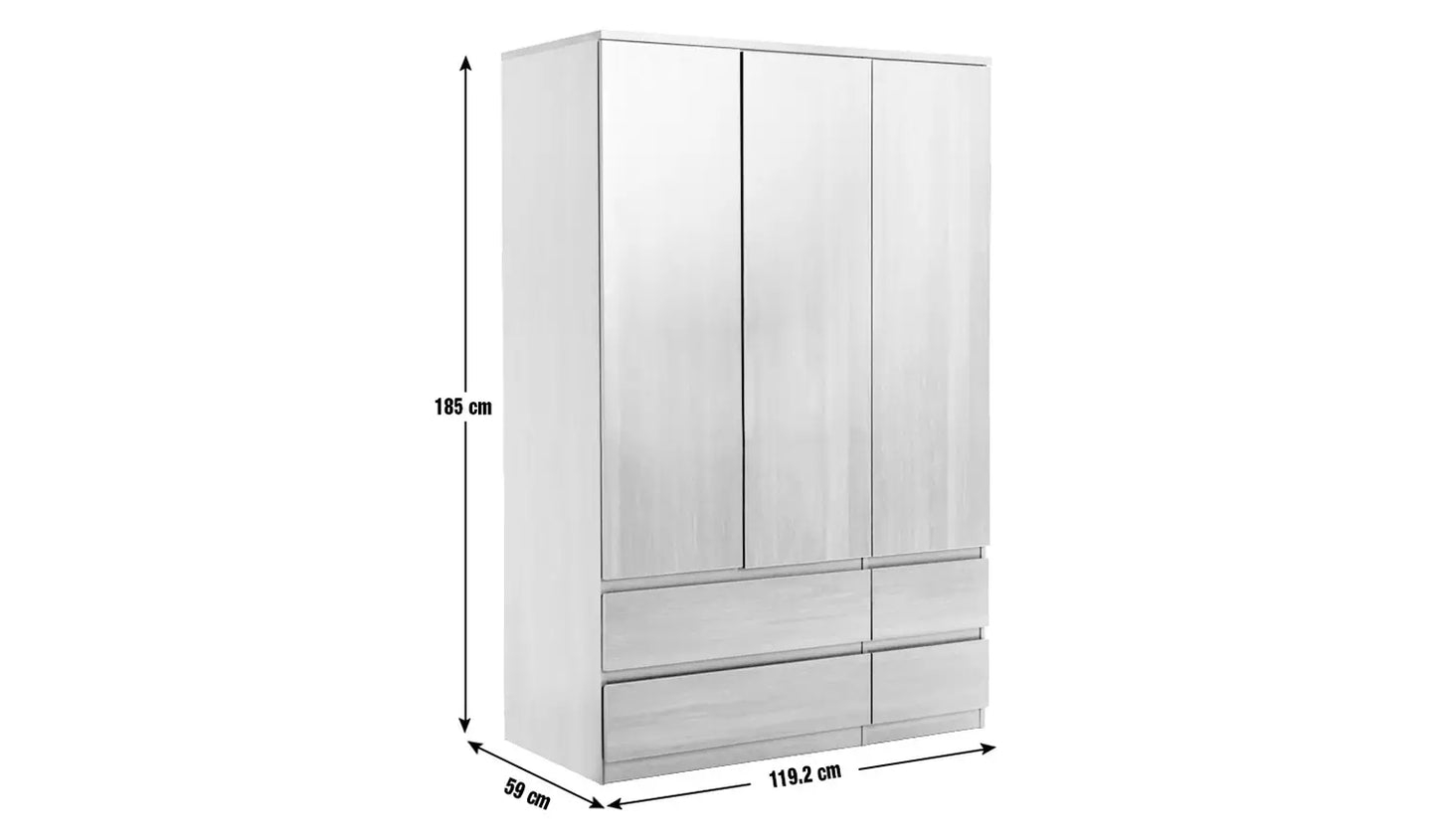 Habitat Jenson 3 Door 4 Drawer Wardrobe - Black Brown